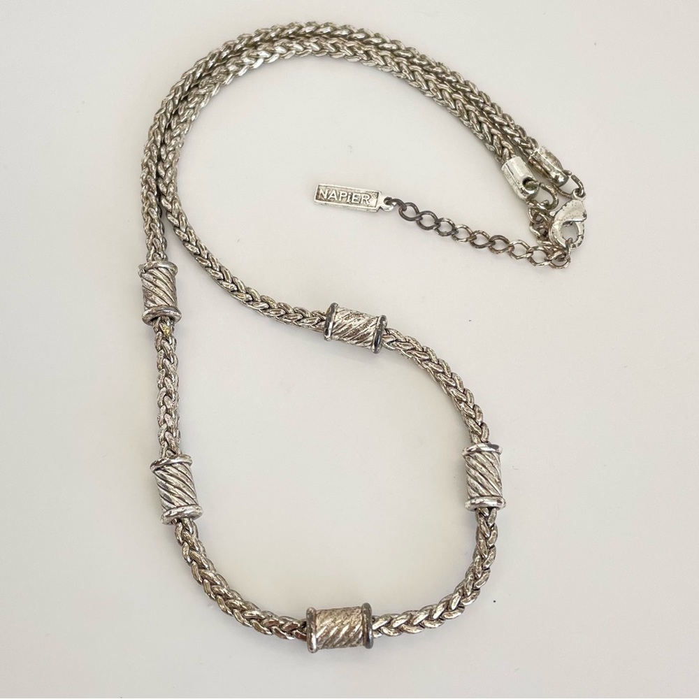 Vintage Napier Silver Toned Braided Necklace
